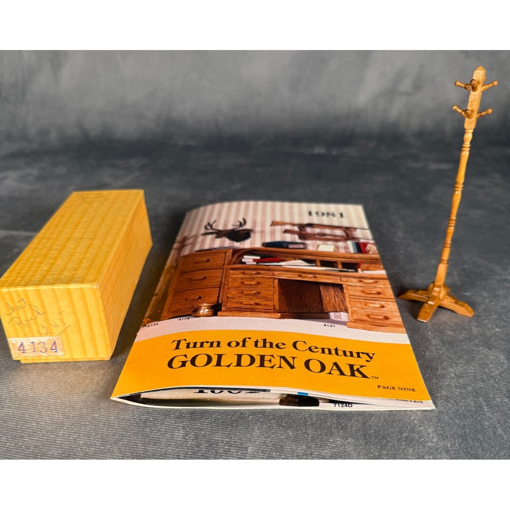 Reminiscence Vintage Coat Rack Golden Oak 1:12 Scale Dollhouse Miniature 1981